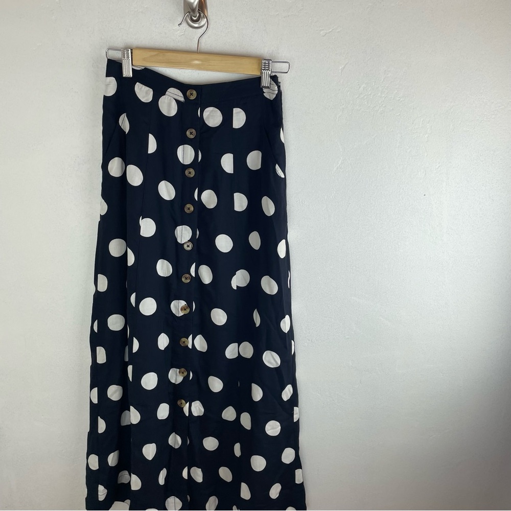 Maeve Black and White Polka Dot A-Line Skirt